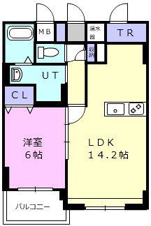 グランドベル(1LDK/3階)の間取り写真