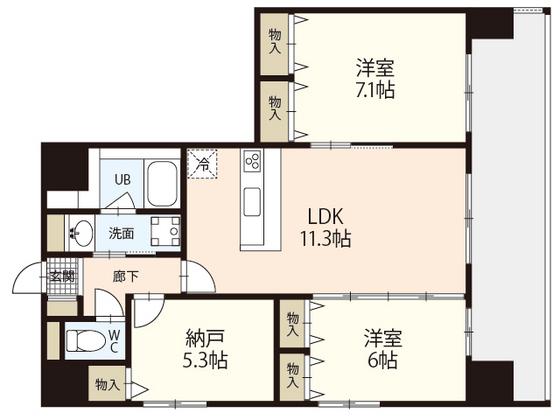 ウイング宝町ファイブ(3LDK/13階)の間取り写真