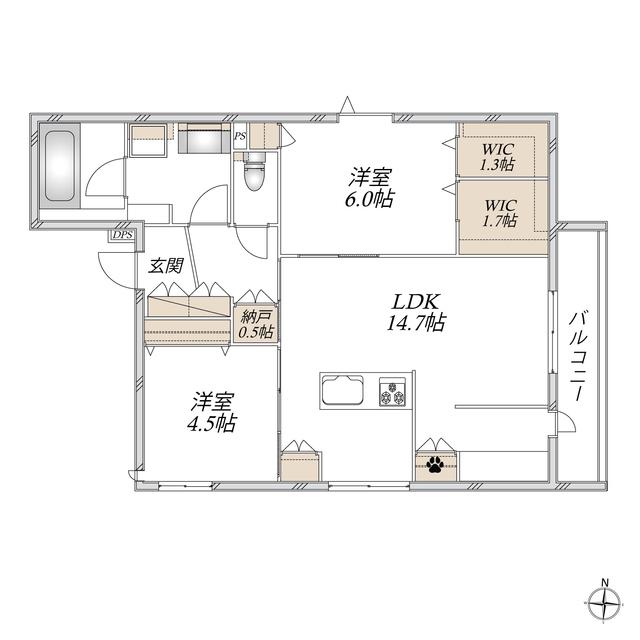 GLUCK HAUS(2LDK/3階)の間取り写真