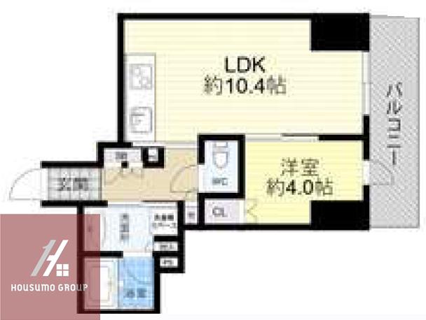 ジオタワー新町(1LDK/12階)の間取り写真