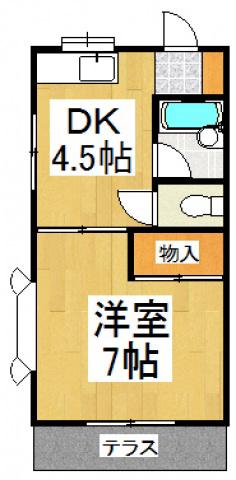 エレガンス中里(1DK/1階)の間取り写真