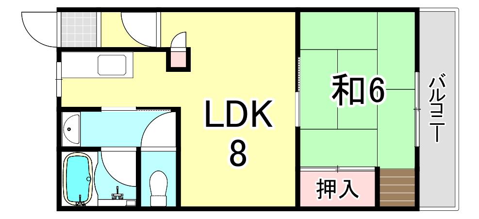 ふじマンション(1LDK/1階)の間取り写真