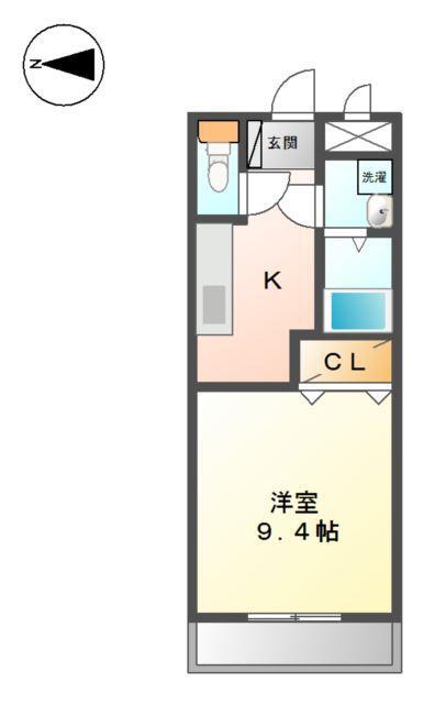 エスポワール壱番館(1K/4階)の間取り写真