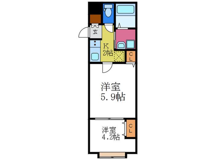  LA MAISON DE HIROKO(2K/1階)の間取り写真