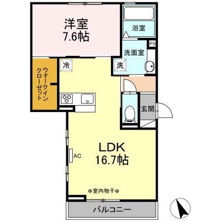 APLUSIOR西阿倉川(1LDK/3階)の間取り写真