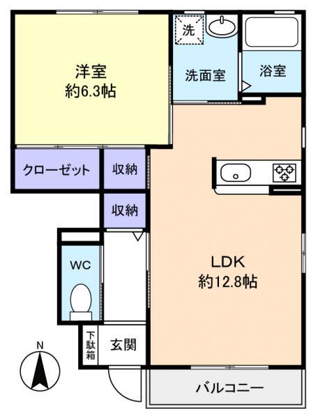 グランドソレーユ(1LDK/1階)の間取り写真