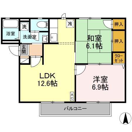 アインマールC(2LDK/2階)の間取り写真