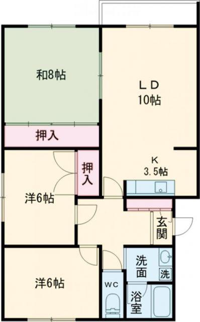 レジデンスホープ(3LDK/1階)の間取り写真