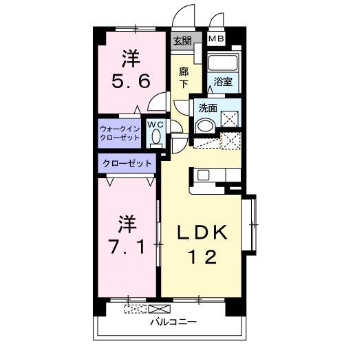 スタイルステイ(2LDK/1階)の間取り写真