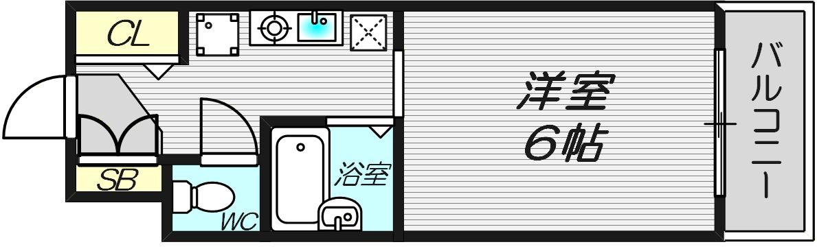 クローバーハイム(1K/2階)の間取り写真