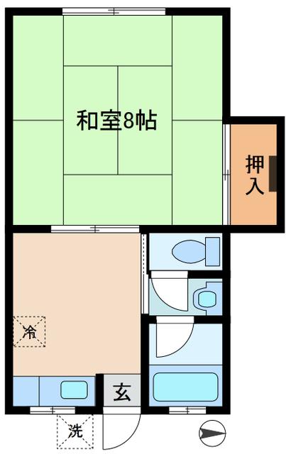 坪井荘(1DK/1階)の間取り写真