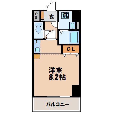 ディノ馬町(1K/9階)の間取り写真