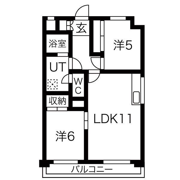 ミラベル元植田(2LDK/2階)の間取り写真
