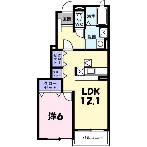 ナチュレAGAKE(1LDK/1階)の間取り写真