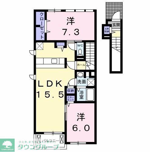 ウィステリアタウン VIII(2LDK/2階)の間取り写真