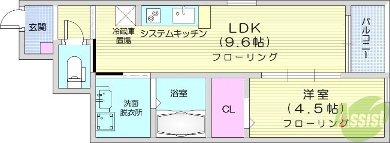 S.CREST(1LDK/1階)の間取り写真
