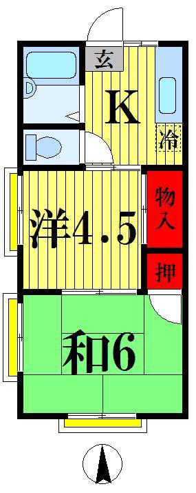 飯田コーポ(2K/1階)の間取り写真