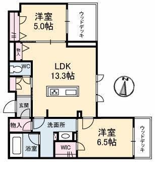 CASA VITA(2LDK/1階)の間取り写真