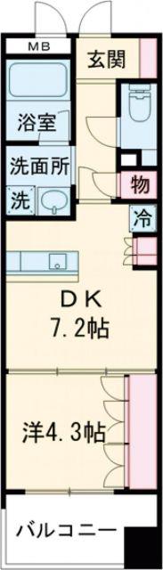 サンロージュ水前寺公園(1DK/6階)の間取り写真