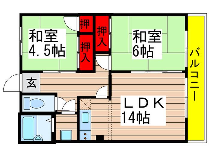 パークウエスト八千代台(2LDK/3階)の間取り写真