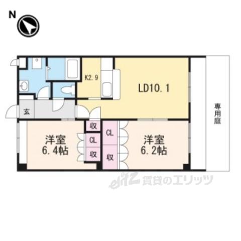 プランドール悠(2LDK/2階)の間取り写真