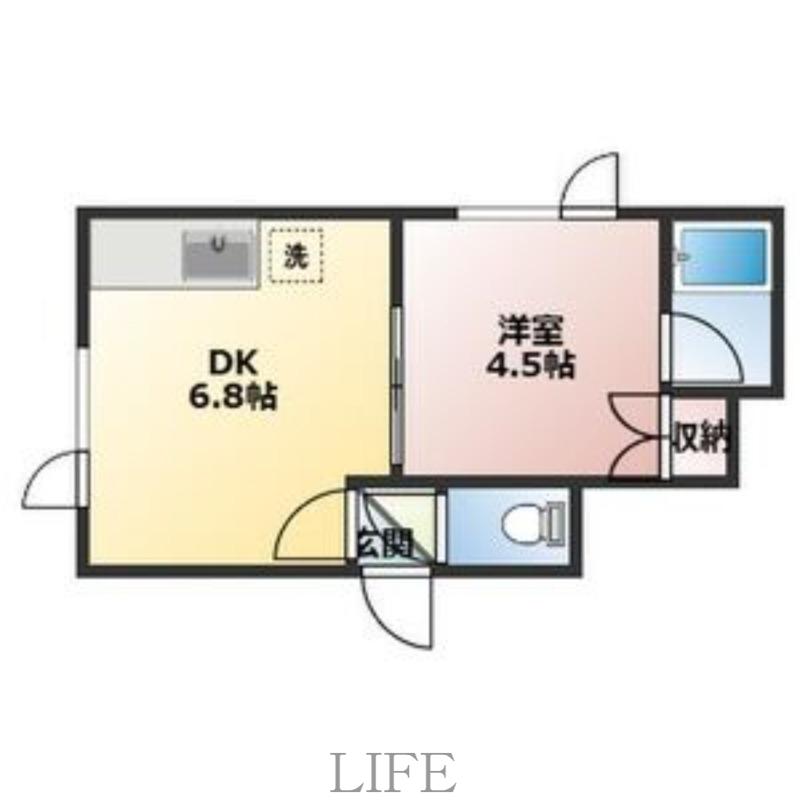 リバティー月寒東(1DK/1階)の間取り写真