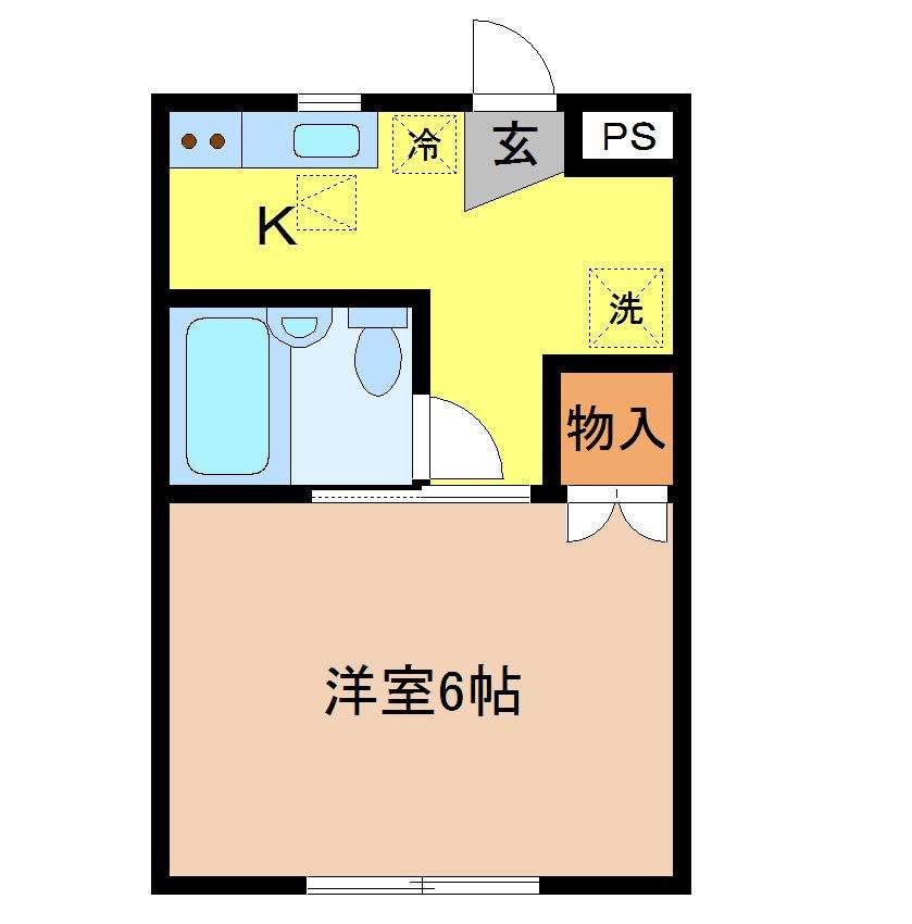 柏ハウス(1K/2階)の間取り写真