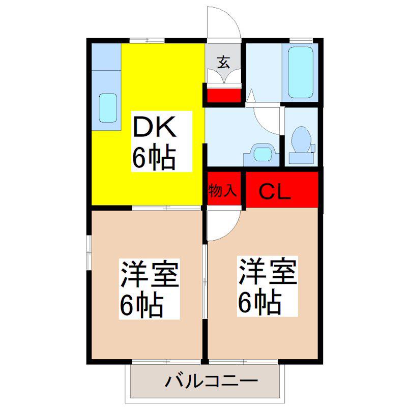 セジュール北荒川沖(2DK/2階)の間取り写真