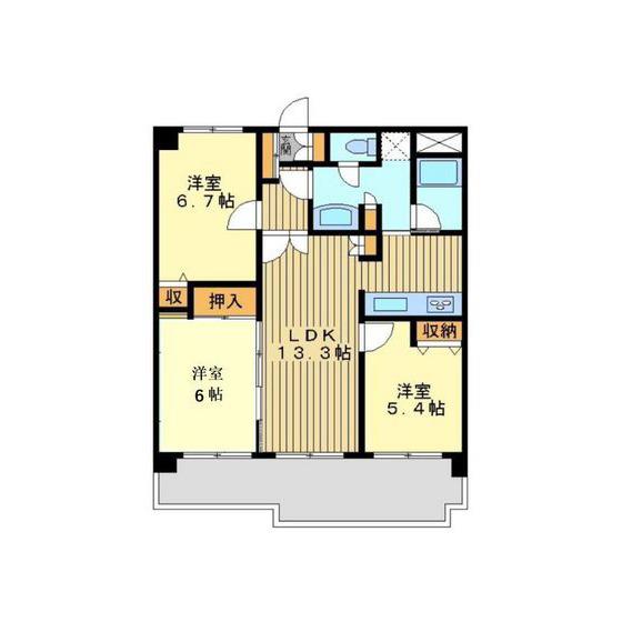 ライオンズマンション郡山荒池公園(3LDK/7階)の間取り写真