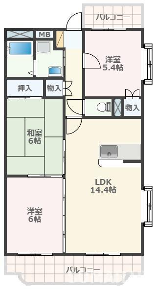 メゾン・ド・ユー(3LDK/2階)の間取り写真
