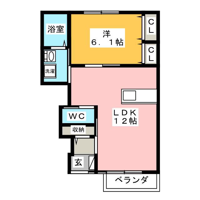 スミール B(1LDK/1階)の間取り写真