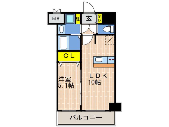 プレサンス兵庫ヴィアーレ(1LDK/4階)の間取り写真