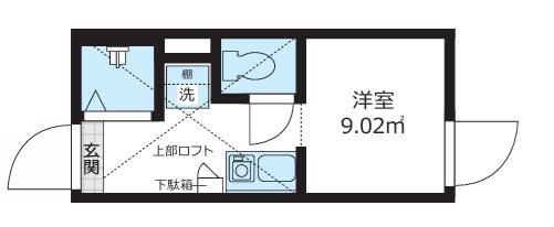 QUQURI北新宿(ワンルーム/1階)の間取り写真