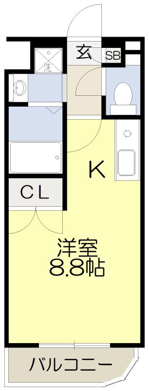 グランドール(ワンルーム/1階)の間取り写真
