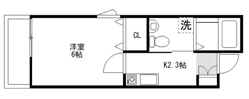 ボヌール久喜(1K/1階)の間取り写真