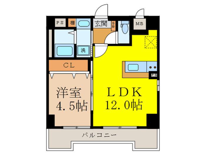 ル・レーヴ茨木(1LDK/5階)の間取り写真