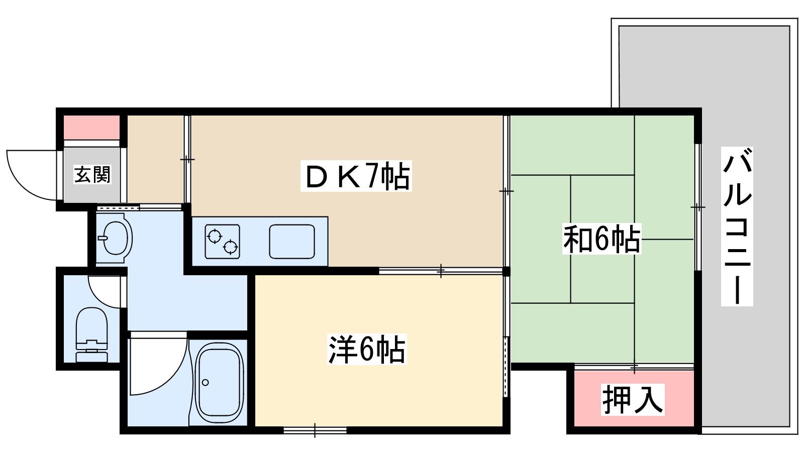 ゆたかコーポ(2DK/2階)の間取り写真