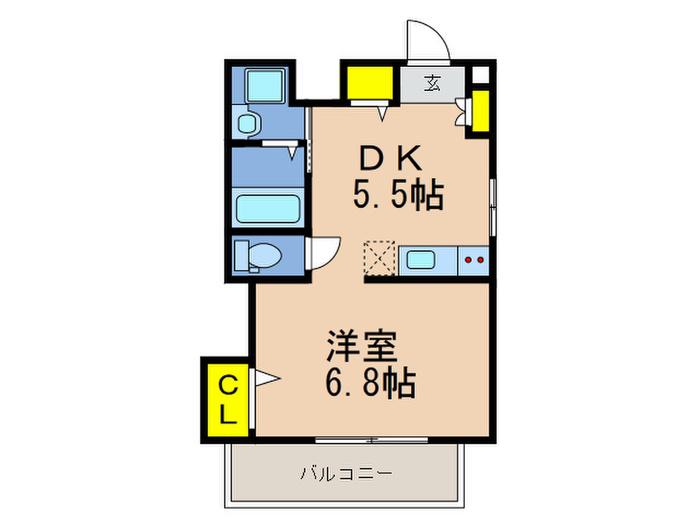 HARUMA FLAT(1DK/5階)の間取り写真