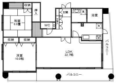 グリーンヒルズ榴岡(2LDK/7階)の間取り写真