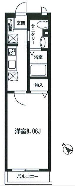 ストリームアネックス(1K/2階)の間取り写真