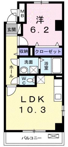 グレイスコート(1LDK/1階)の間取り写真