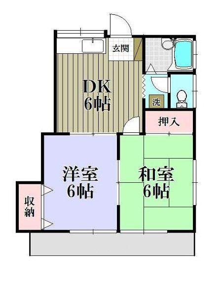 メゾン芝山B(2DK/2階)の間取り写真