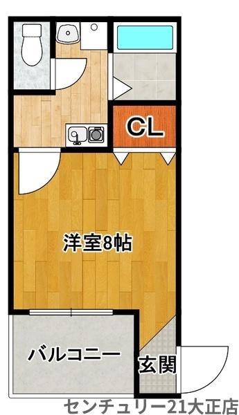 アバンス南市岡(1K/4階)の間取り写真