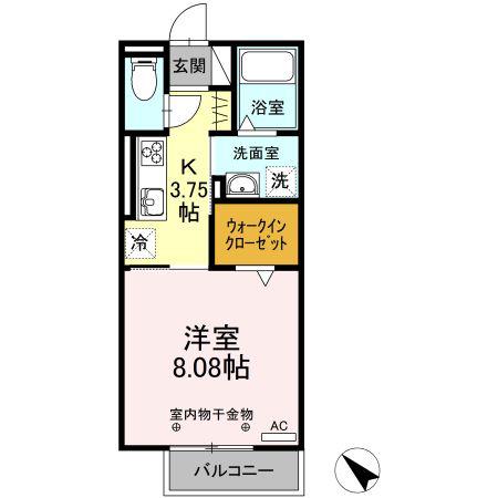 D-ROOM土岐(1K/2階)の間取り写真