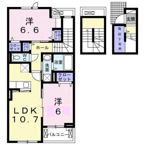 ニューマリッチ西岡(2LDK/3階)の間取り写真