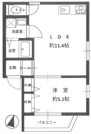 アムール畑原通(1LDK/1階)の間取り写真