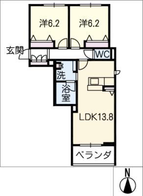 リオリエントピアーチェ(2LDK/3階)の間取り写真
