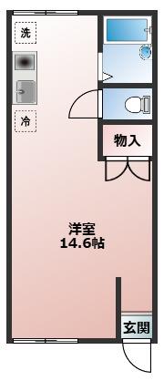セシカII(ワンルーム/1階)の間取り写真