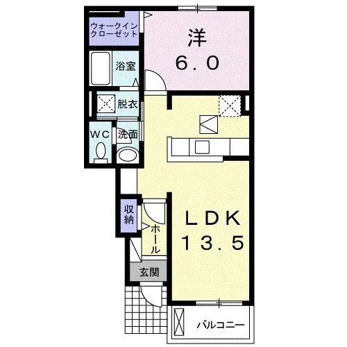グランフィルB(1LDK/1階)の間取り写真