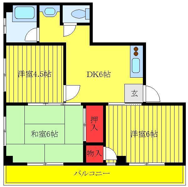 マイキャッスル浅川(3DK/4階)の間取り写真